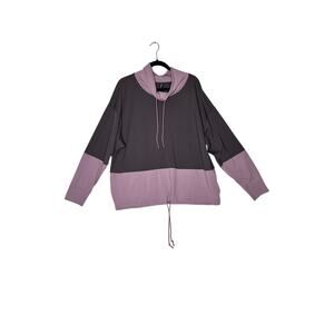 Athleta Hermosa mock neck sweatshirt drawsting botton brown/mauve yoga